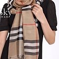 巴寶莉BURBERRY真絲圍巾 格子咖啡色超長長款絲巾披肩 1800