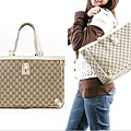 GUCCI-經典三D環緹花帆布託特包編號141472牛奶白尺寸W39H27D10CM.~3000