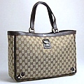 GUCCI-經典時尚三D環緹花系列託特包編號141472咖啡色 尺寸W39H27D10CM~3000