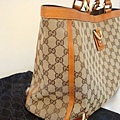 GUCCI-雙G緹花布環扣托特包 編號141472橙色皮邊 尺寸W39H27D10CM~3000 (1)