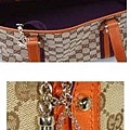GUCCI-139261小號經典時尚緹花布配皮公仔包橙色尺寸W27H20WD14CM~2600 (1)