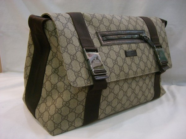 GUCCI-時尚經典防水男生斜背包型號122374咖啡大號尺寸W40H24D18CM.3200 (2)