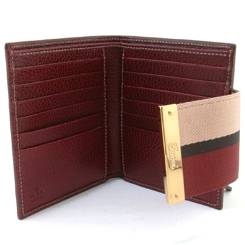 GUCCI-全新寬版金屬扣帶中夾編號185931櫻桃色皮配杏布尺寸W12H11CM1700 (2)