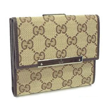 GUCCI-早春新款帶五金中夾112664咖啡皮配杏布尺寸W12H10.5CM1600