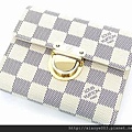 LV-N60013-白色棋盤格子料大鎖扣皮夾尺寸W12.5H10CM1700