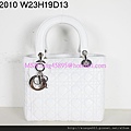 DIOR2010白色配銀色扣羊皮手提包  2933563 W23H19D13CM 3800