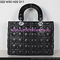 DIOR6322 黑色配銀色扣羊皮手提包 2935468 W30H22D11 4000