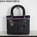 DIOR 2010克色配銀色扣羊皮手提包  2933563 W23H19D13CM 3800