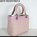 DIOR 2010粉紅配銀色扣羊皮手提包 2933563 W23H19D13CM 3800 (1)