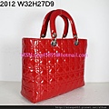 DIOR 2012紅光配金色扣手提包 2935487 W32H27D9CM 4000 (1)