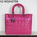 DIOR 2012梅紅光配銀色扣手提包  2935487 W32H27D9CM 4000