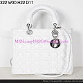 DIOR 6322 白色配銀色扣羊皮手提包 2935468 W30H22D11CM 4000