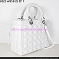 DIOR 6322 白色配銀色扣羊皮手提包 2935468 W30H22D11CM 4000 (1)