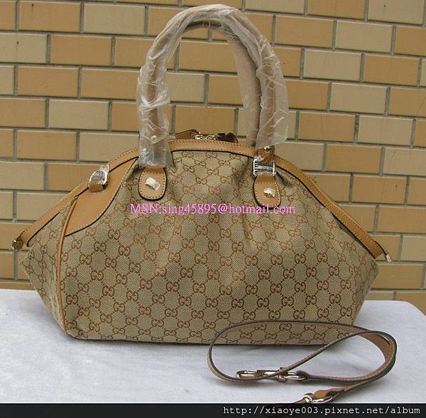 GUCCI-223974淺金布手提斜挎包 3000 (2)