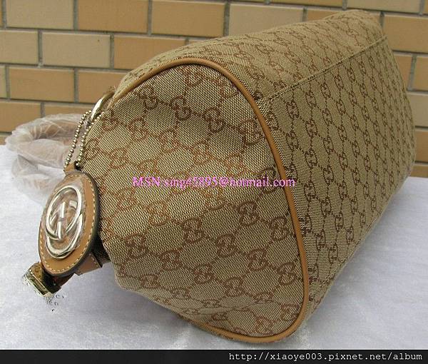 GUCCI-223974淺金布手提斜挎包 3000 (3)