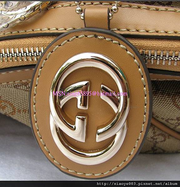 GUCCI-223974淺金布手提斜挎包 3000 (4)