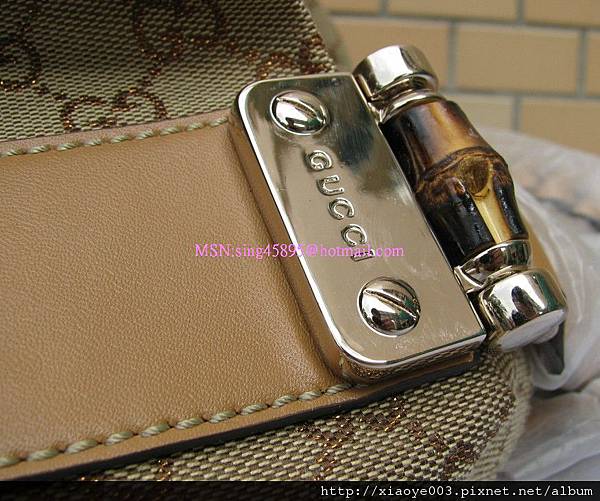 GUCCI-232927淺金布肩背包3200 (4)