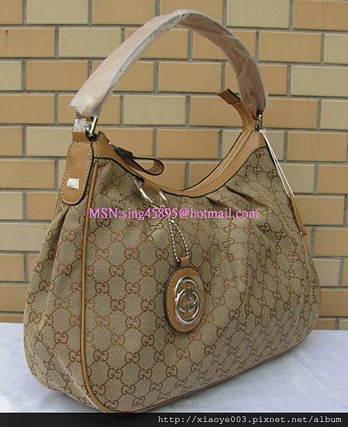 GUCCI-232955淺金布肩背包 2800 (1)