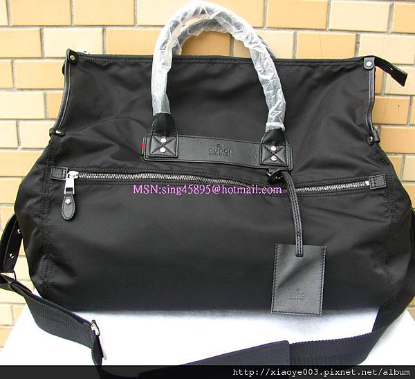 GUCCI-246386 F567N1060黑色尼龍手提斜挎包 寬48高29厚26CM 3500 (2)
