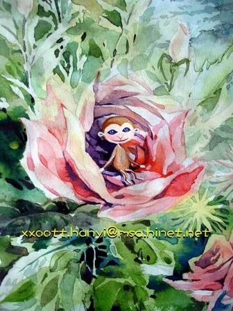 finger size-like monkey in a rosebud