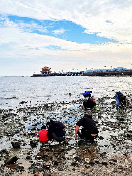 青島棧橋海邊吹風