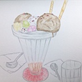 冰淇淋聖代 水性色鉛筆素描
