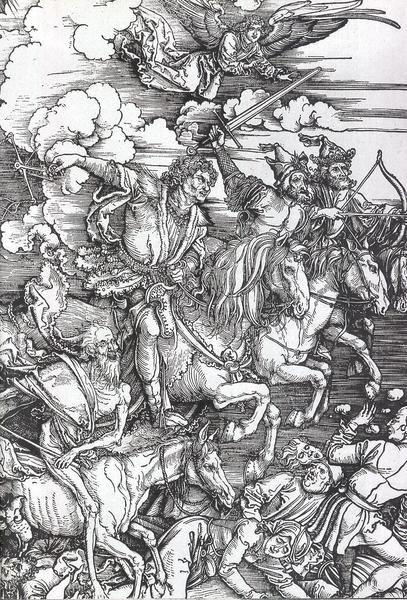 durer_jezdci_apokalypsy Albrecht Dürer-Čtyři jezdci Apokalypsy (1498)