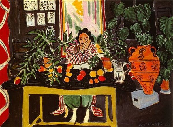 matisse-屋內的依特拉斯坎花瓶1940