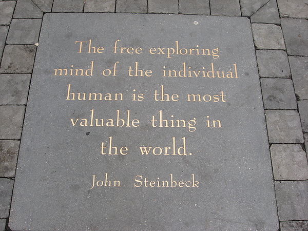 John Steinbeck 史坦貝克：The free exploring mind of the individual human is the most valuable thing in the world.（人類自由探索的精神是世界上最有價值的事）