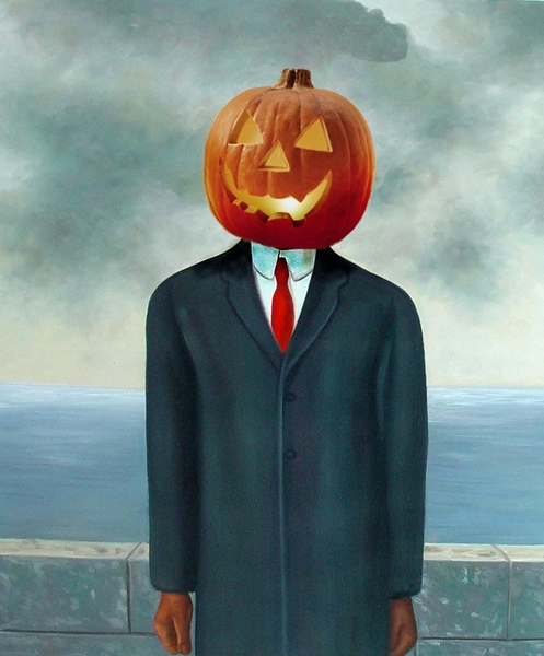 Pumpkin head by Rene Magritte