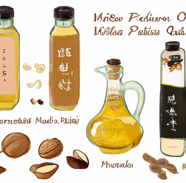 yellowdaddy2023-03-15 18.06.09 - Cooking Applications of Nut Oils_ Various Choices such as Olive Oil, Walnut Oil.  in a traditional Japanese painting style.