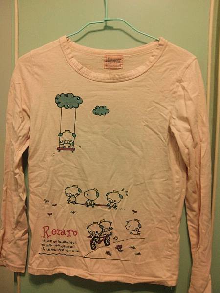 粉紅色小豬長袖T-shirt
