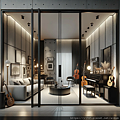 DALL·E 2023-11-03 00.39.13 - An interior design concept for a space combining a living room and a music room. The central feature of this design is a sleek black aluminum frame gl.png