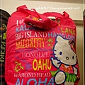 夏威夷限定 ♥ Hello Kitty 粉紅草裙島嶼收納式購物袋(展開) 