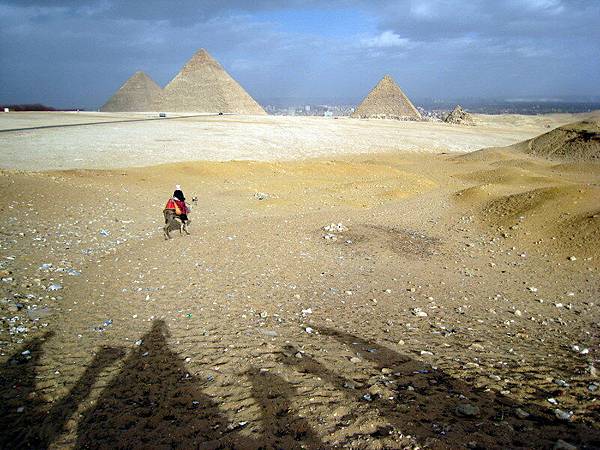 Pyramid view on top of camel