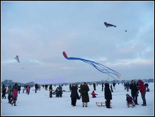 德國 漢堡 結冰的阿爾斯特湖 Alster Lake in Winter, Hamburg, Germany