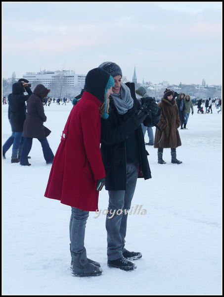 德國 漢堡 結冰的阿爾斯特湖 Alster Lake in Winter, Hamburg, Germany