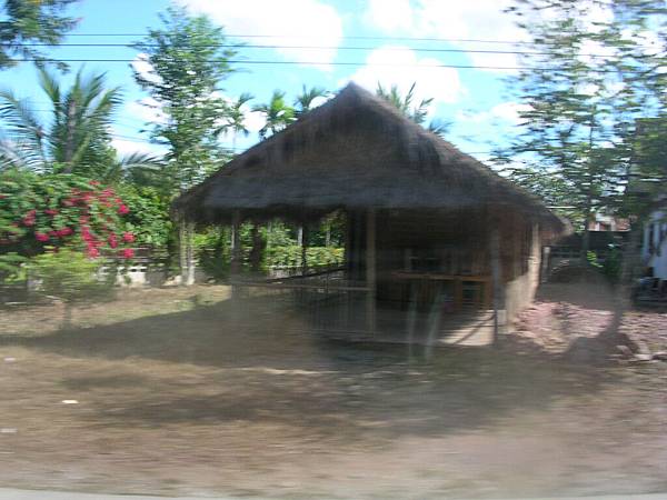 a thatched house beside the big road.