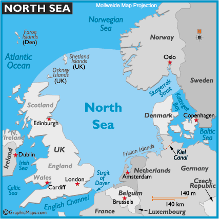 北海(north sea)周边地图