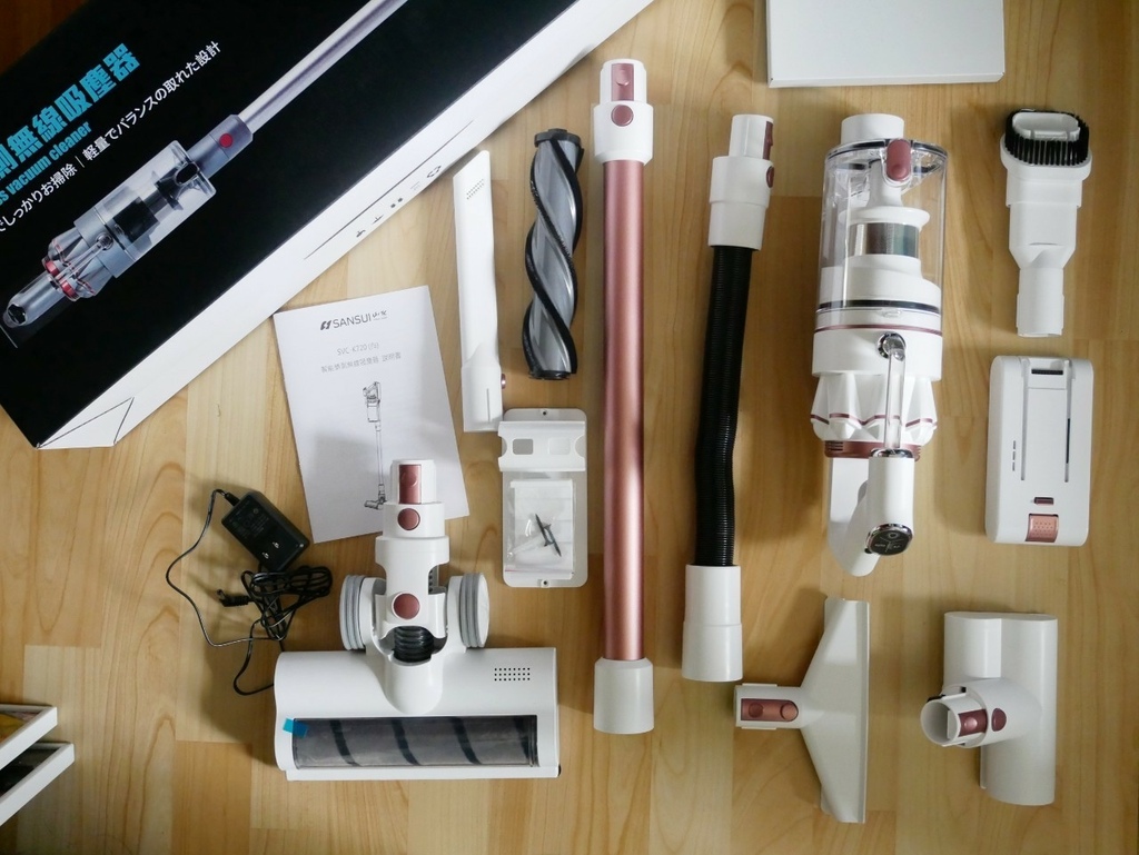 LINE_ALBUM_山水_220331_22.jpg 【SANSUI山水】智慧偵測濕拖無線吸塵器 SVC-K720 (粉黛采)豪華大全配,8種吸頭配件,搭配4段LED變換燈吸力模式