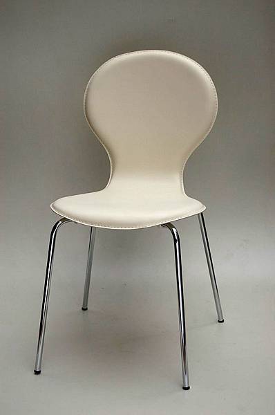 8字形餐椅-PVC皮面米白色