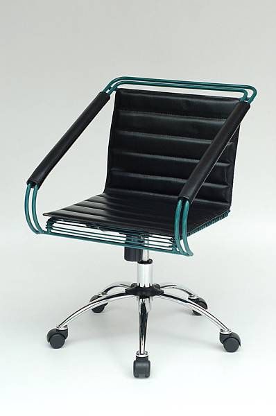 高碳鋼曲線事務椅+PVC皮革可拆組