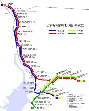 1410593120-2351145299 Nagasaki-長崎路面電車 路線圖與景點分布