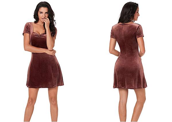 4153Brown Velour Short Sleeves Mini Dress_1.jpg